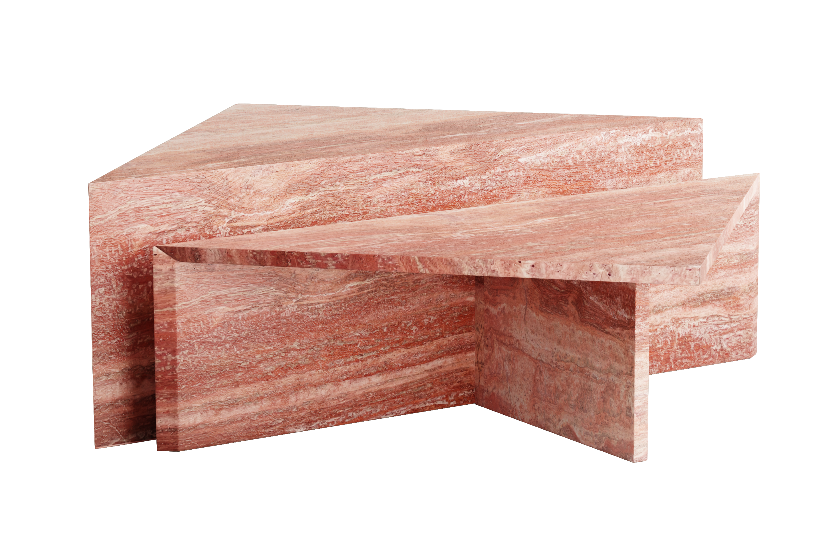 MAIE - bespoke travertine marble coffee table red