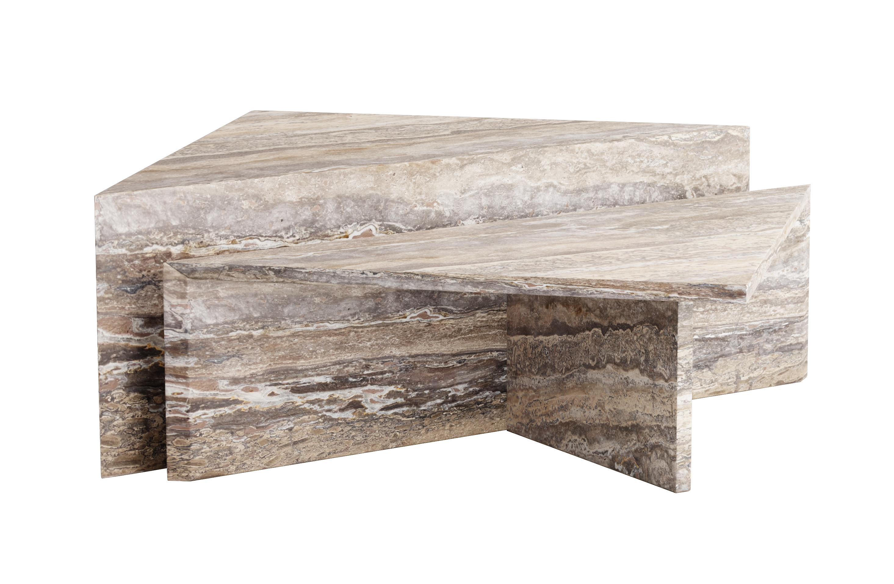 MAIE - bespoke travertine marble coffee table brown