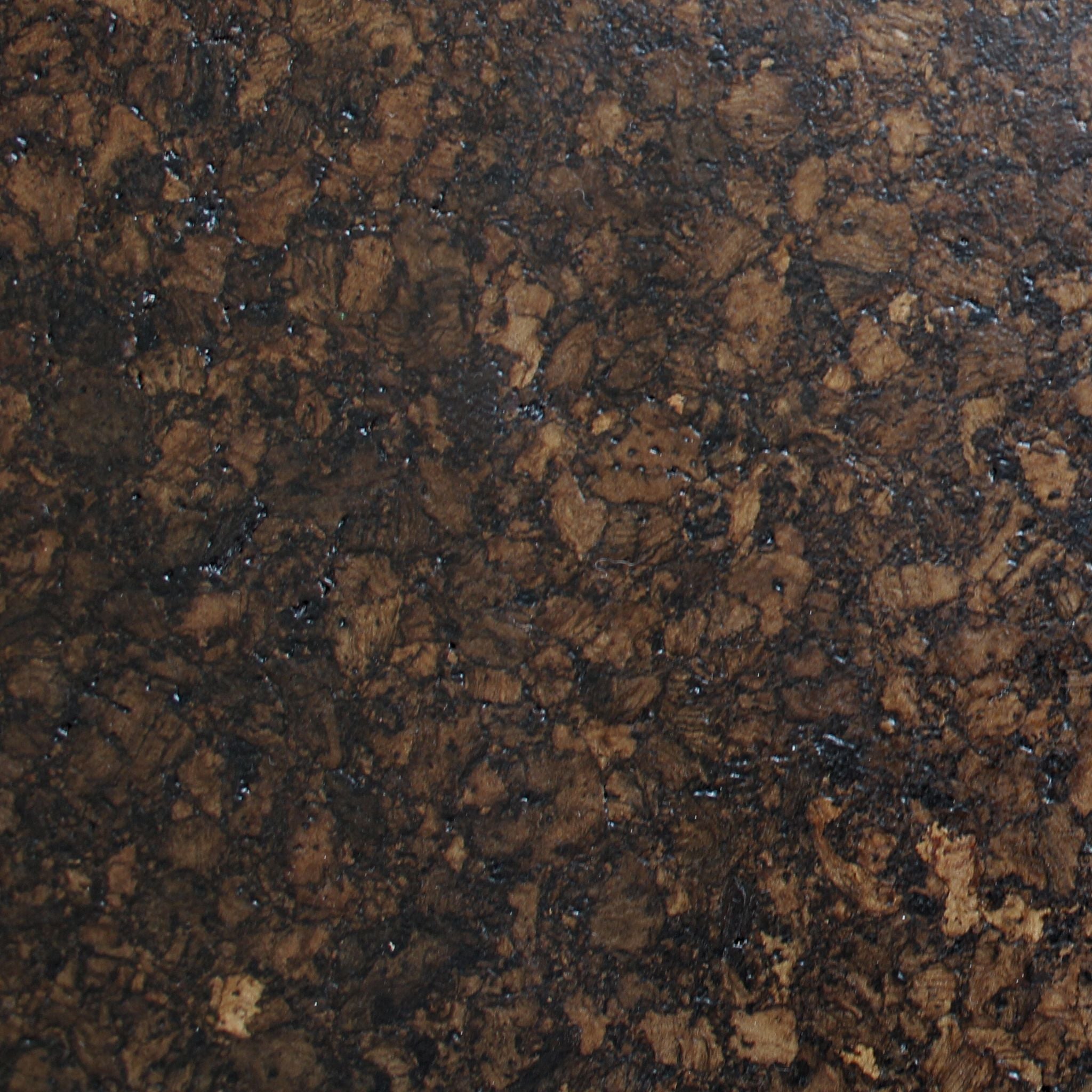 Espresso cork with rich brown and black tones, a tactile, densely textured surface and a satin finish.